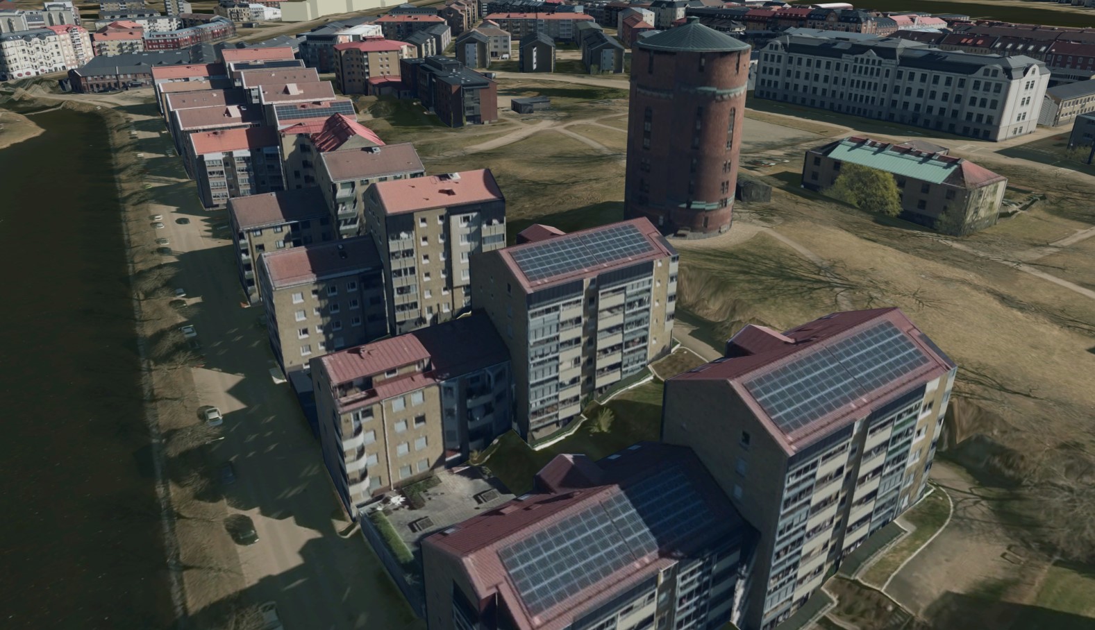Image of Karlstad Kommuns 3D city geometry used for building simulations